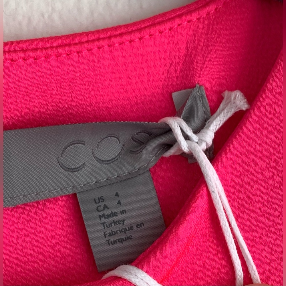 NWT, COS - Hot Pink Tank Shift Dress w/ Metallic Back Zip, Size 4 - Picture 10 of 11